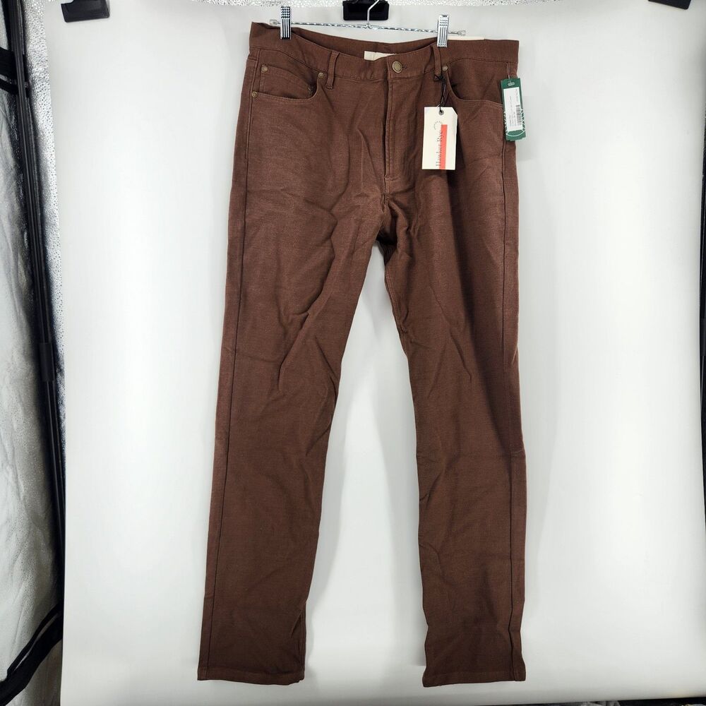 Hawker Rye Men's 36X34 Brown French‎ Terry 5 Pocket Slim Fit Pants NWT